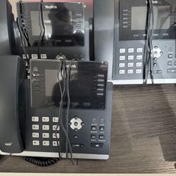 Lot of 6 Yealink T46U VoIP Office Phones  with power cables and USB wifi dongles