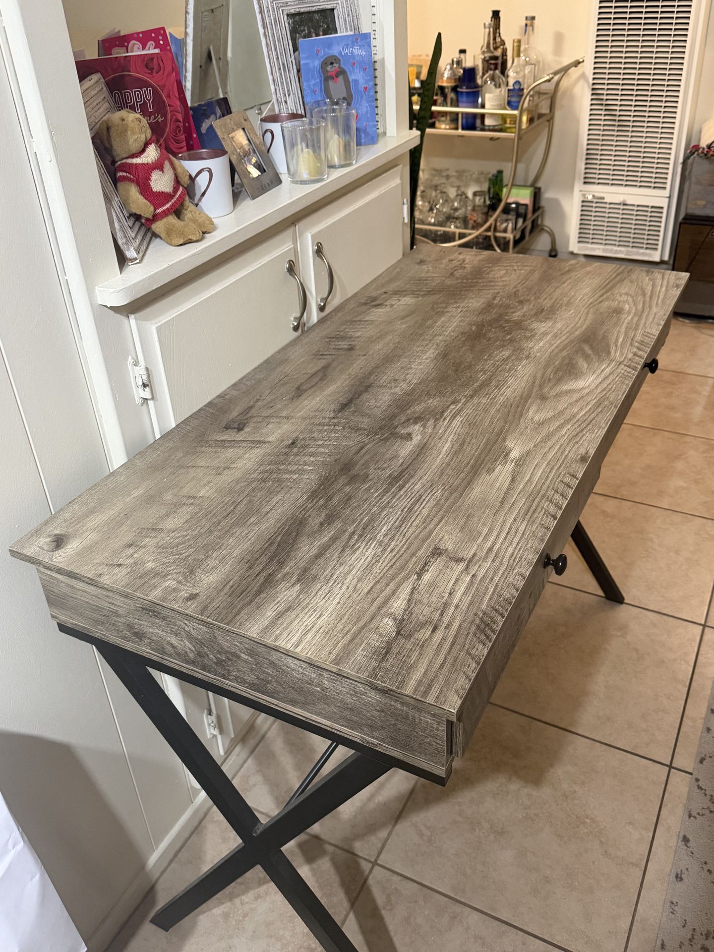 Like New Wood Desk With Drawers And Chair 29.5” x 43.5” x 21”