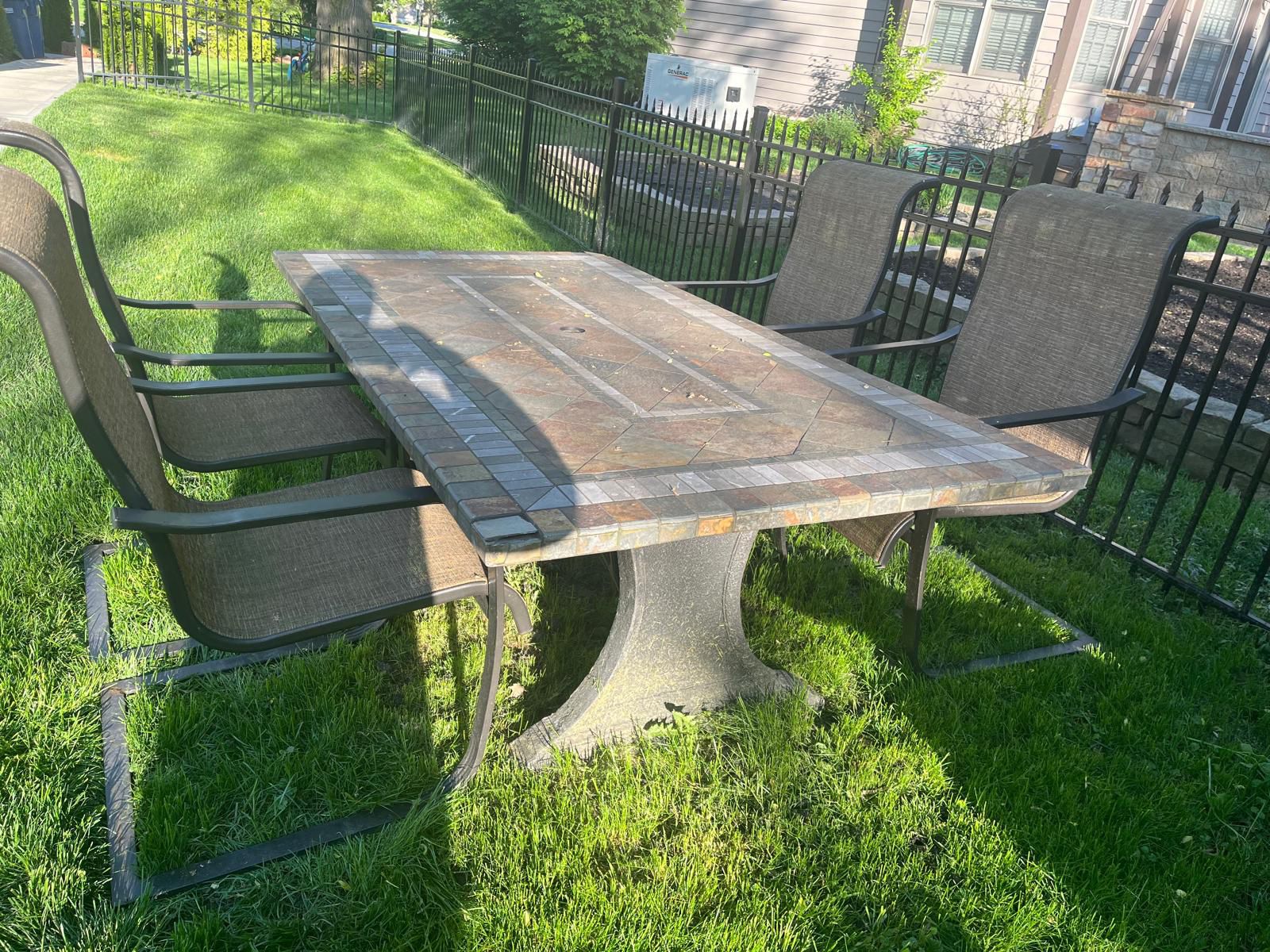 Outdoor Stone Top Table With 4 Chairs