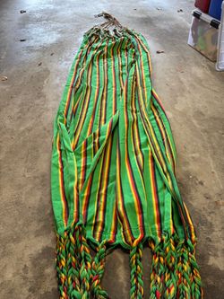 Striped Cotton Hammock with Braided Fringe