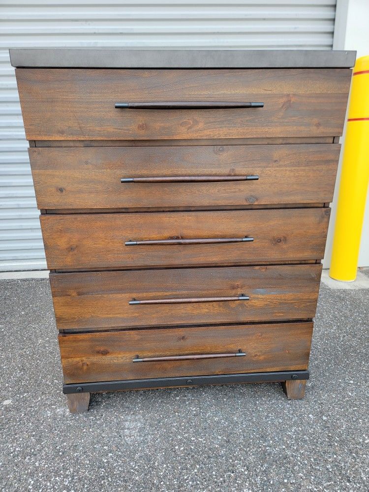 (DELIVERY AVAILABLE) Forge Rustic Chest Of Drawers Dresser