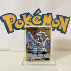 Reshiram GX Shiny Gold Metal Pokemon Card 