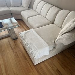 Living Room Lg Sectional Sofa with table and Display Cabinet