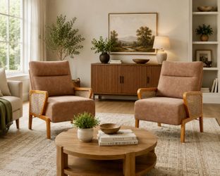 Set of two Brown Faux Leather Accent Chairs
