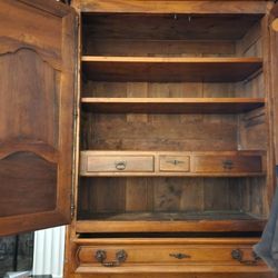 Solid Walnut French Provincial Armoire – 90″H x 60″W x 30″D – Delivery Available