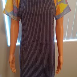 Gray And White Pin-Striped Apron 