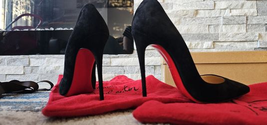 Christian Louboutin So Kate 120 mm in black suede, size 37.5 (US 