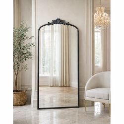36" x 66" Black Frame Full-Length Arched Freestanding Mirror [New]