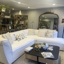 SALE!!! & Basford White Sectional Slipcover Performance Right Or Left Arm-Right