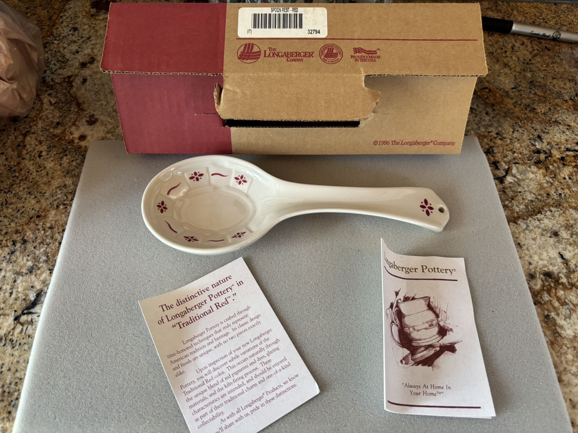 Longaberger NIB Woven Traditions Traditional Red Pottery Spoon Rest