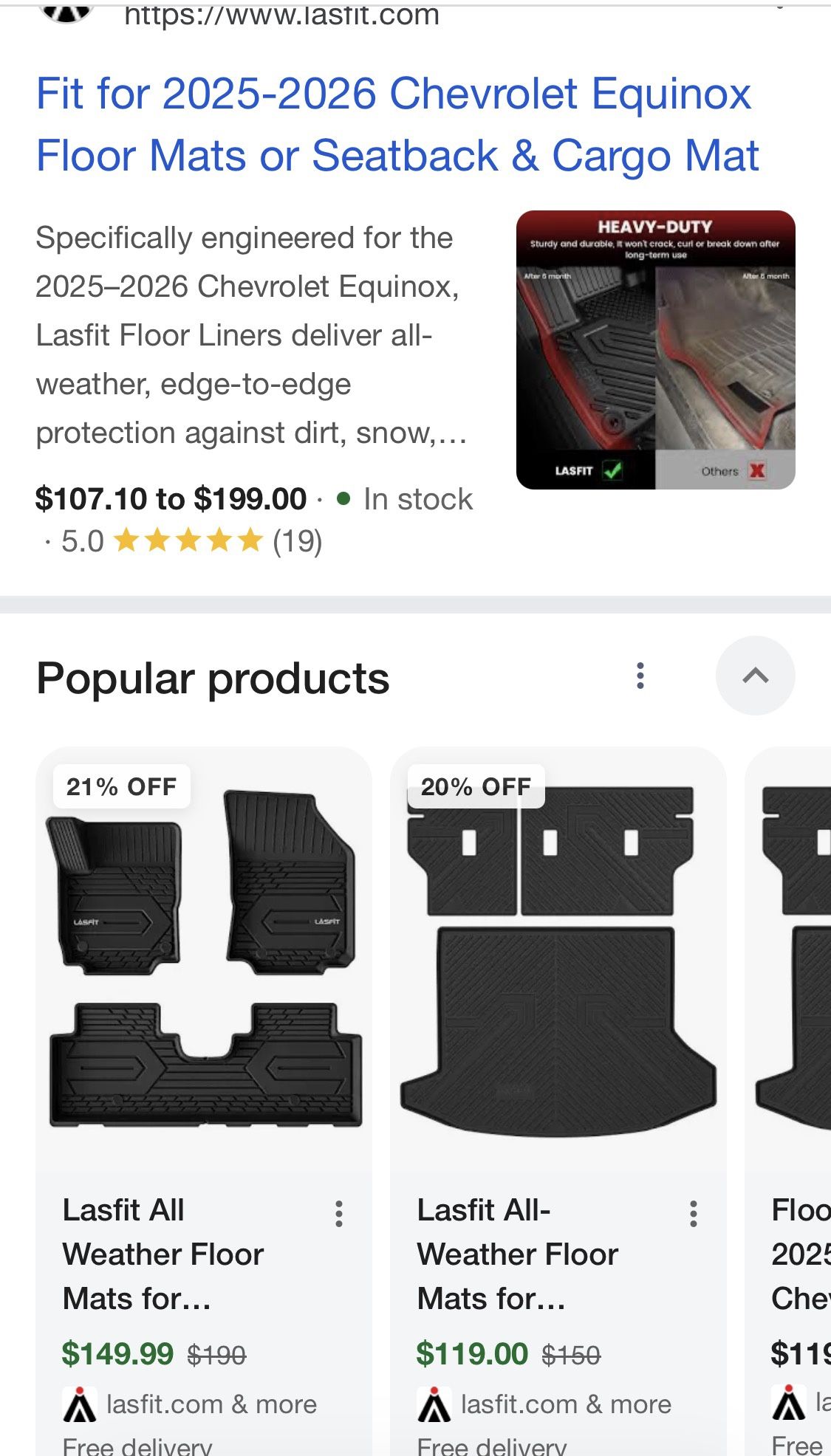 LASFIT LINERS for Chevrolet Equinox EV TPE Floor Liners & Cargo Mar