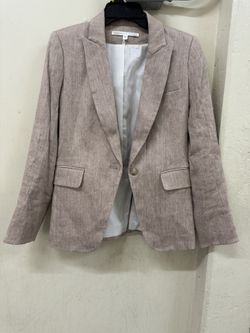 Veronica Beard Cutaway Linen Dickey Jacket in a beige color. Size4, $250