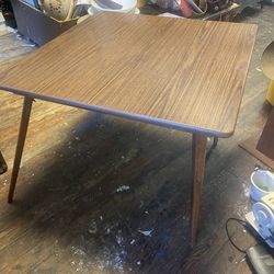 Midcentury Modern Wood Dining Table With Foldable Legs