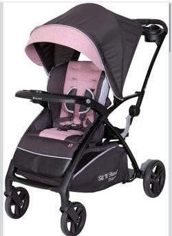 Baby Trend Sit N' Stand® 5-in-1 Shopper Stroller, Cassis Collapsible Infant and Toddler Travel Stroller with Storage Basket & 2 Cup Holders