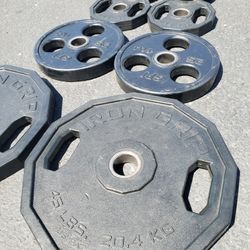 Iron Grip Olympic Plates Urethane Weights Gym Weight Set 