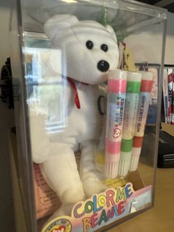 Vtg Ty Color Me Beanie Bear in Case 2002, Ty White Bear, Vintage Ty Bear, Vintage Stuffed Animals, Gift, Memories, Daysgonebytreasures