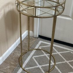 27” tall Gold Mirror End Table