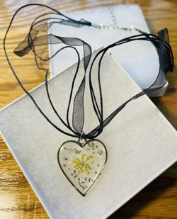 Handmade Pressed Flower Pendant With Necklace 