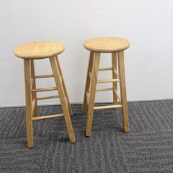 Wood Bar Stools – Set of 2 Solid Wood