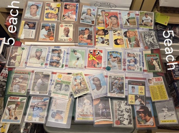 1950s to 1970s Baseball Cards $5 Each Card