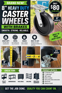 8" CASTER WHEELS HEAVY DUTY