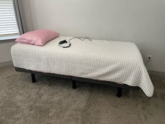 Twin adjustable bed with mattress