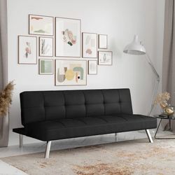 66.1" Wide Tufted Back Convertible Sofa Black