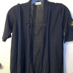 Black, short sleeve cardigan