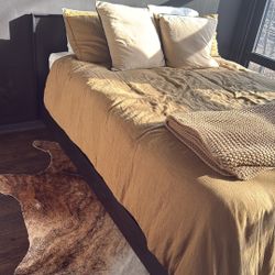 CB2 Black Queen Bedframe + Matress And Box Spring 