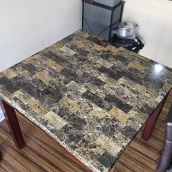 Modern Counter Height Dining Table with 4 leather chairs