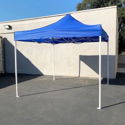 New $99 Heavy-Duty 10x10 FT Outdoor Ez Pop Up Canopy Party Tent Instant Shades w/ Carry Bag (White/Blue)