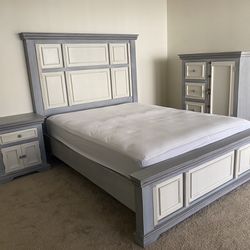 Queen Bedroom Set - Bed Frame, Night Stand, Drawers/Armoir