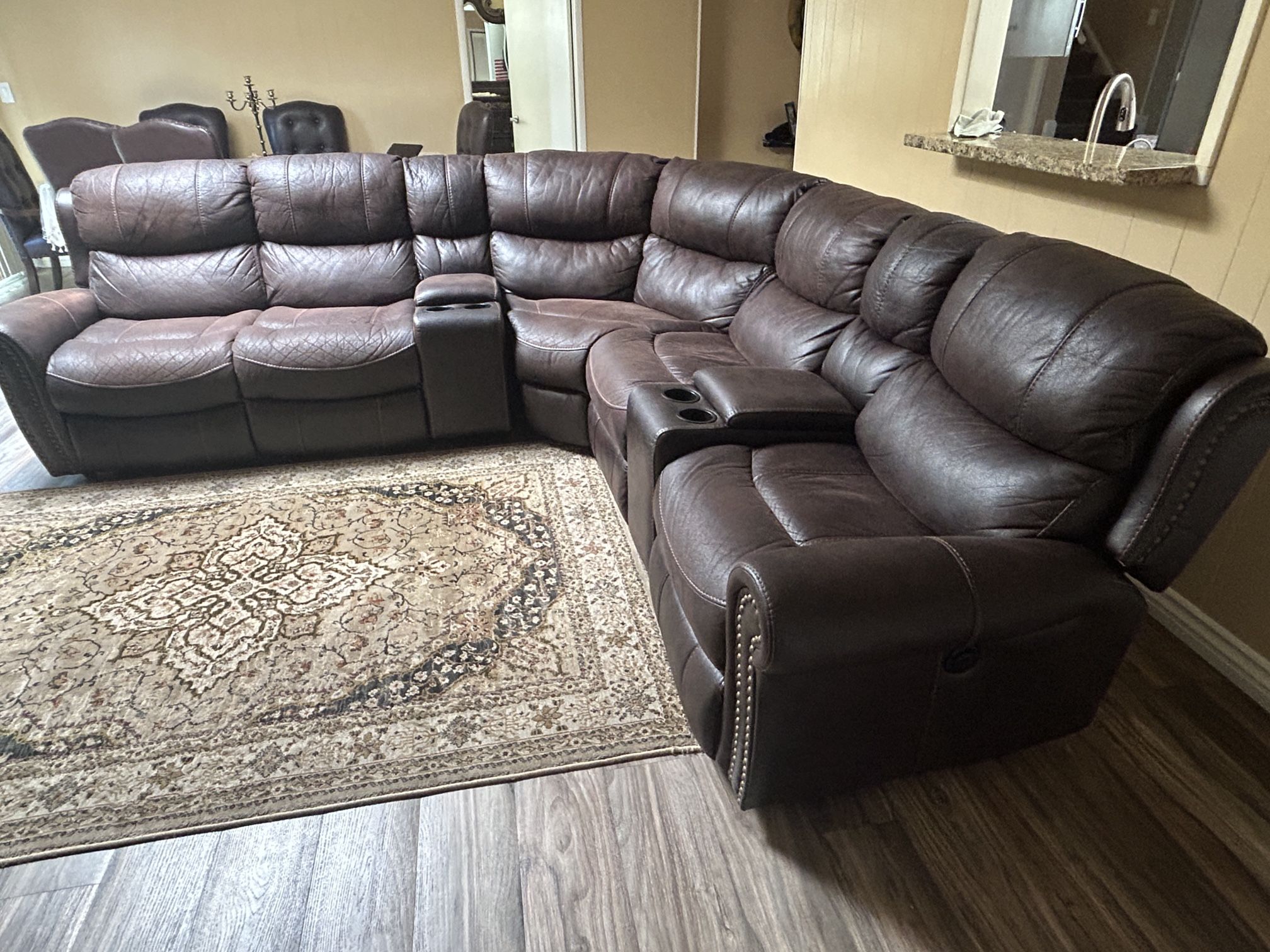 7-Piece Sectional Sofa w/ 3 Power Recliners 
