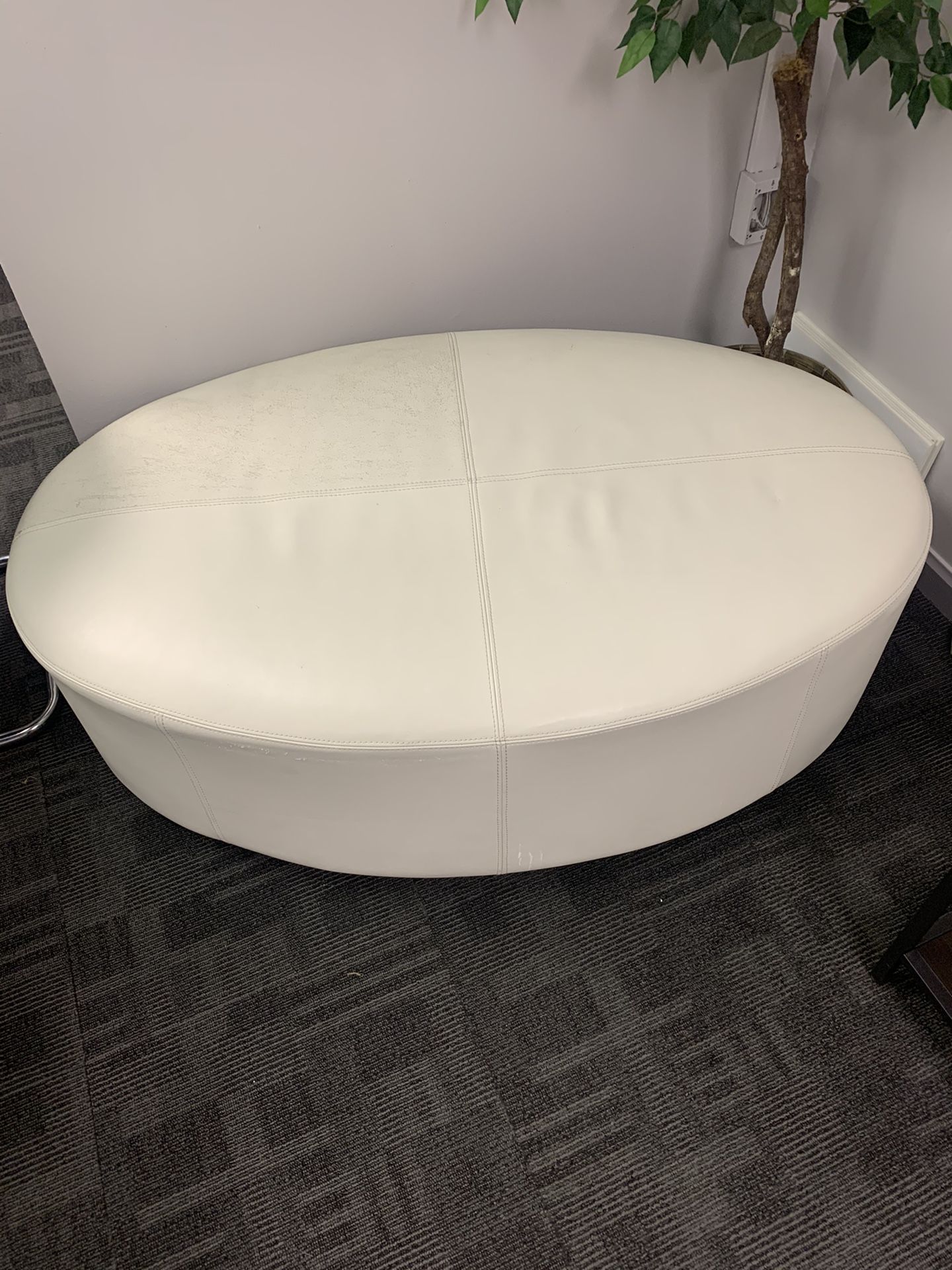 White Leather Oval Couch