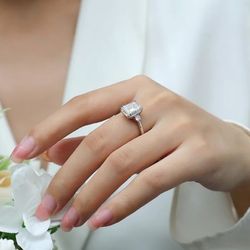 4 CT. MOISSANITE DIAMOND RING EMERALD CUT