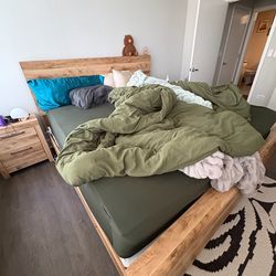 King wooden bed frame with storage underneath