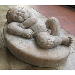 Antique Chinese Carved Marble Good Luck Sleeping Baby