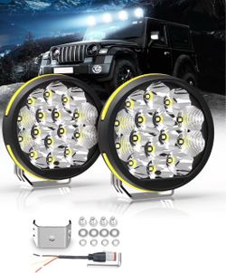5 Inch LED Light Pods, Round Offroad Light with Amber DRL
