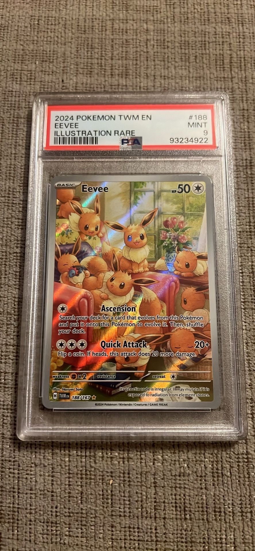 Pokemon 2024 Eevee Illustration Rare Twilight Masquerade MINT PSA 9