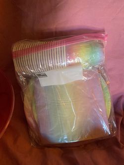 Birthday party items rainbow colors