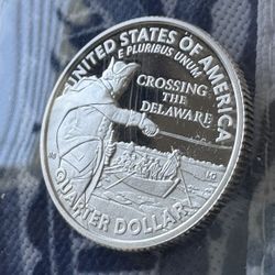 US Silver .999 Fine Proof Quarter Crossing The Delaware