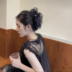 pleated organza temperament large grip clip