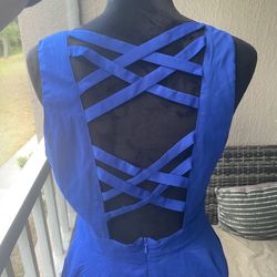 Blue Guess Dress – Peek-a-Boo Cutout and Open Crisscross Back