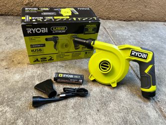RYOBI USB Lithium Cordless High Volume Inflator Kit with USB Lithium 2.0 Ah Battery and Charging Cable