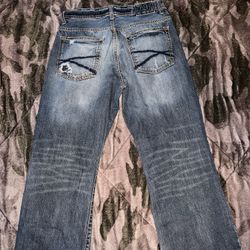 Dark blue baggy ripped jeans