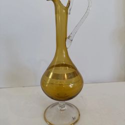 Vintage Antique Mid Century Modern Amber Decanter