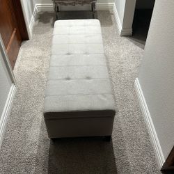Storage Chest - Light Grey With Brown Legs 