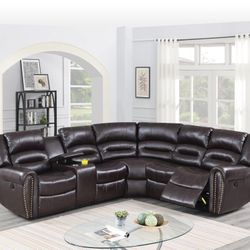 POWER RECLINING SECTIONAL BONDED LEATHER BROWN (P86613) $1149  FREE LOCAL DELIVERY  