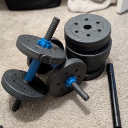 Adjustable Dumbbell + Barbell Set w/ Extras