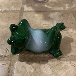 Ceramic Frog- Has Chip On Top Of Eye